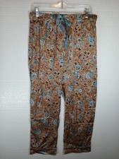 Silky Ann Taylor Sleep Pajamas Pant Bottom Size Medium Floral Blue