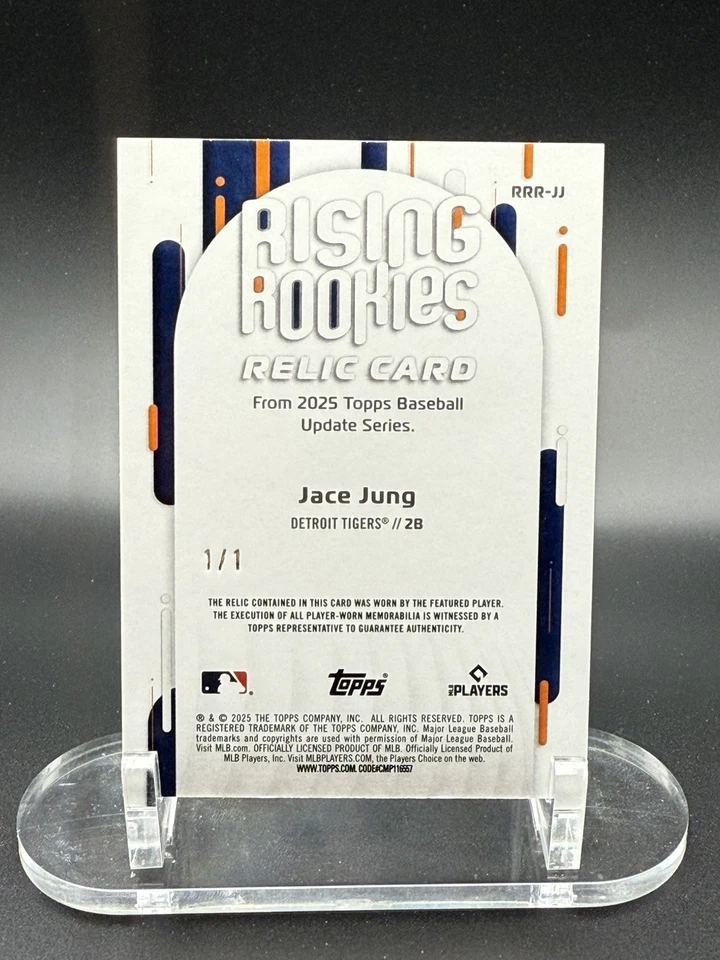 2025 Topps Rising Rookies Jace Jung RRR-JJ Relic 1/1 Detroit Tigers - Image 2 of 2