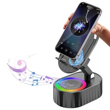 Wireless Induction Audio Bluetooth Speaker 5in1 Phone Holder Emergency Rechar...