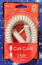 Power Gear By Jasco White 15 Ft Flat Corded Wired Telephone Coil Cord 11422 Univ