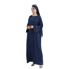 Dubai Women Muslim Ramadan Kaftan Long Sleeve Maxi Dress W/scarf Evening Party