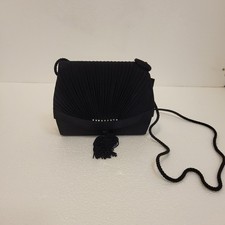 Evening Purse Black Satin Clutch / Shoulder Strap