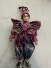 VINTAGE 14” Harlequin Mardi Gras Jester Porcelain Doll