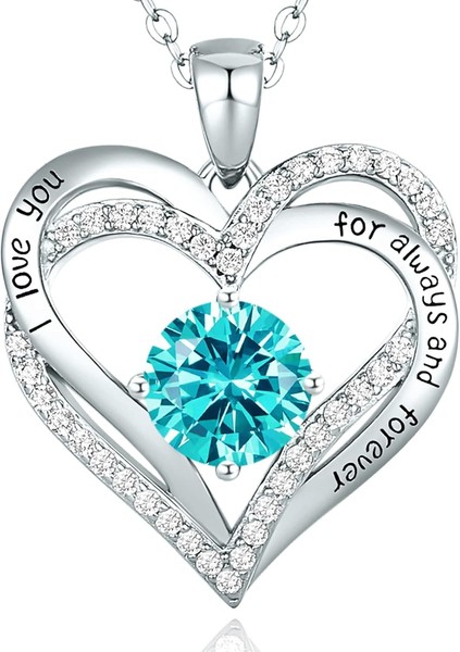 Kette Damen Herz Geburtsstein 925 Sterling Silber Schmuck Geschenk-image