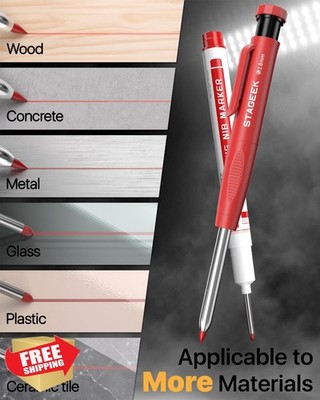 STAGEEK Carpenter Pencils 3 Pcs Woodworking Mechanical Pencil Set 39 Refills ...