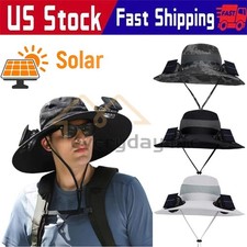 Solar  USB Powered Fan Outdoor Fishing Hat Sunscreen Sun Hat With Dual Fan New