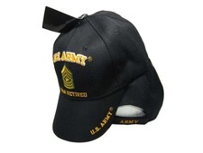 New Black US Army SGM Sergeant Major Retired Hat Ball Cap Veteran E-9 Licensed