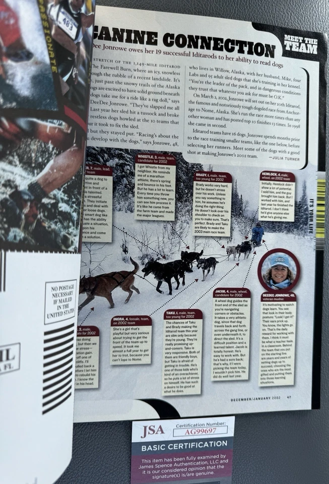 JENNIFER CAPRIATI Signed Dec / Jan 2002 Women’s SPORTS ILLUSTRATED JSA COA - Image 2 of 2