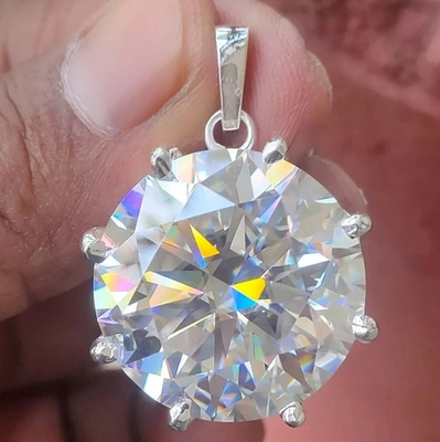 #ad Rare 30 Ct Certified White Diamond Solitaire Pendant In 925 Silver Free Shipping $247.50