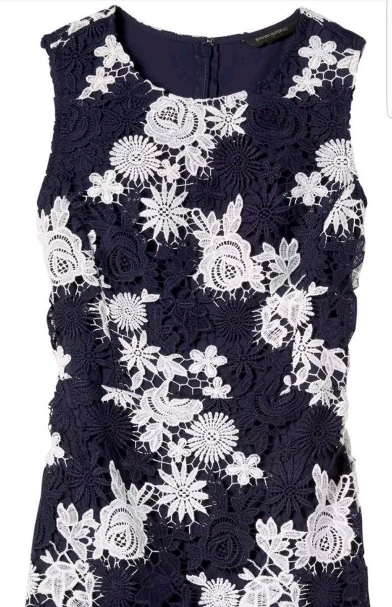 knee length dresses for ladies Banana Republic Black Lace Cocktail Dress with Satin Skirt – SilkRoll main image 0