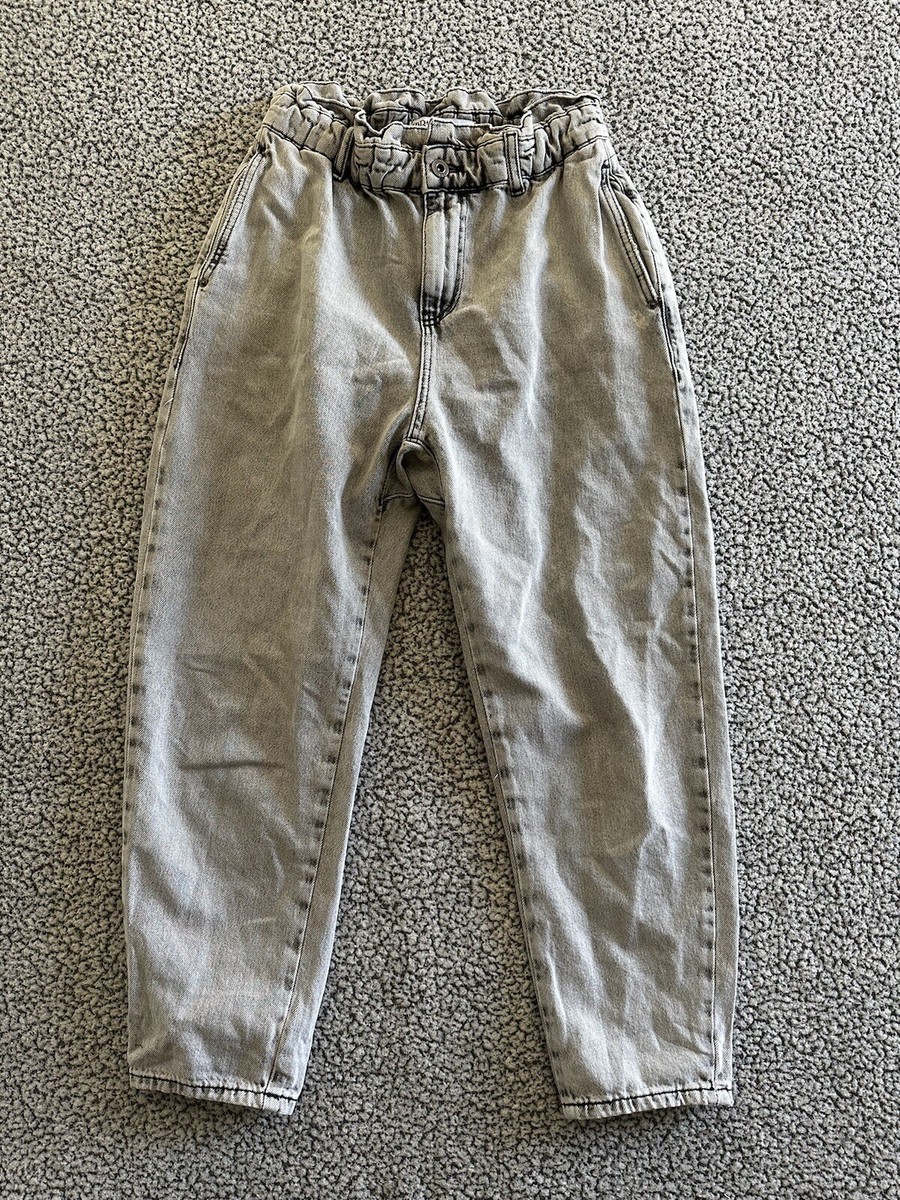 Zara Women’s Sz Jeans Baggy Fit Paper Bag Carrot Leg Ankle Rigid High Rise