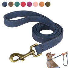 Soft Leather Dog Leash Heavy Duty Training Lead for Small Medium Large Dogs 4ft