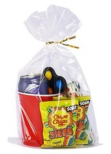 50 CT 9x14 Inch Clear Flat Cellophane Gift Bags with 6" Gold Twist Ties Cello...