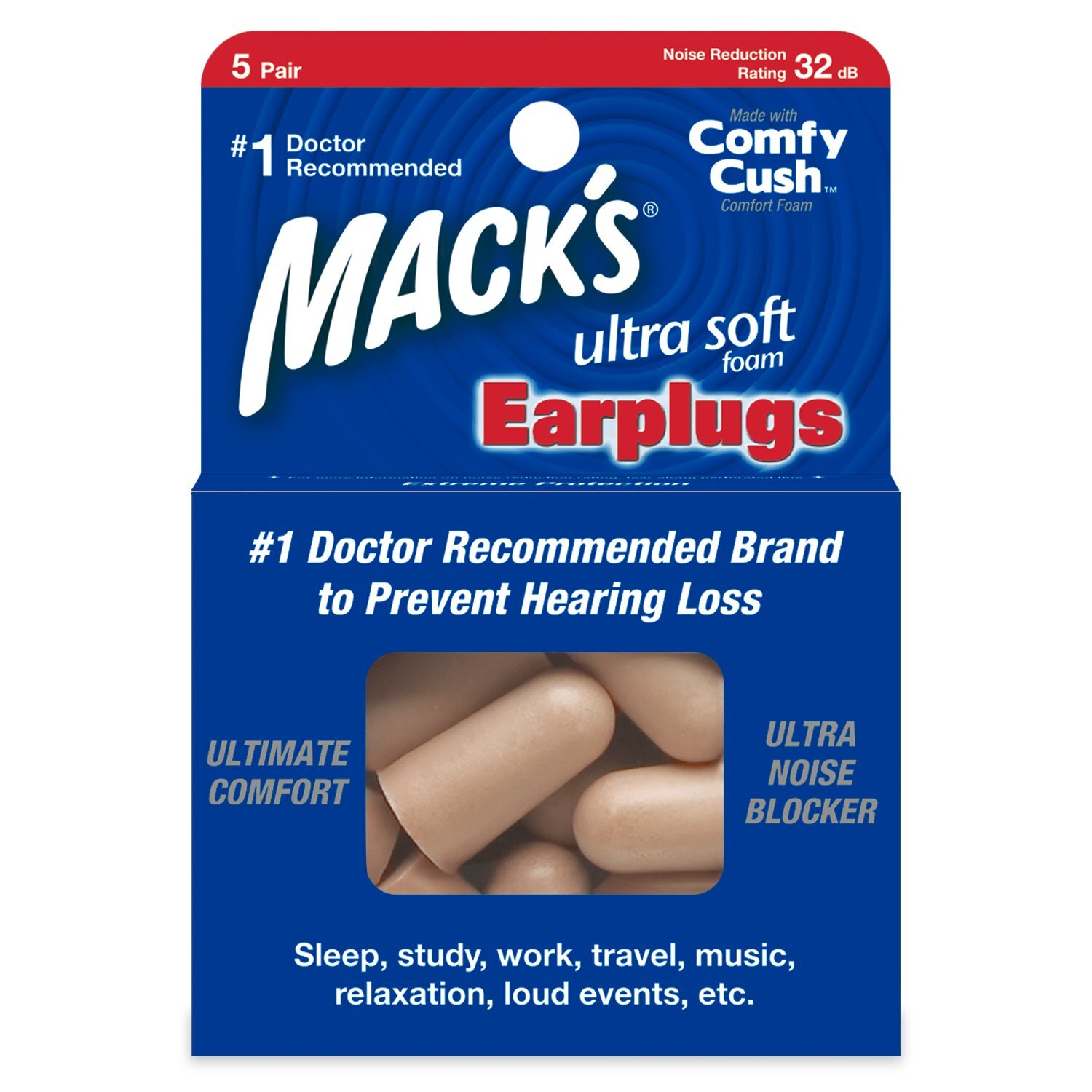 Mack's Ultra Ear Plugs (5 Pair) - Beige