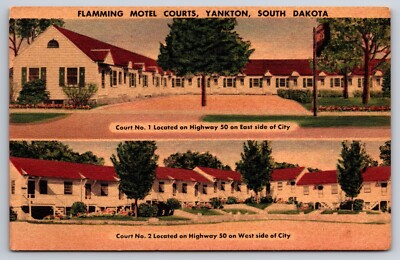 Yankton South Dakota Vintage Postcard Flamming Motel Courts off U.S. 81 Highway