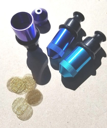 Juego de 3 piezas pipas americanas sneak a toke azul morado aqua con pantallas de latón - Imagen 4 de 6