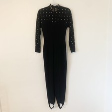 Vintage Tadashi 80  s Star Studded Stirrup Catsuit Jumpsuit