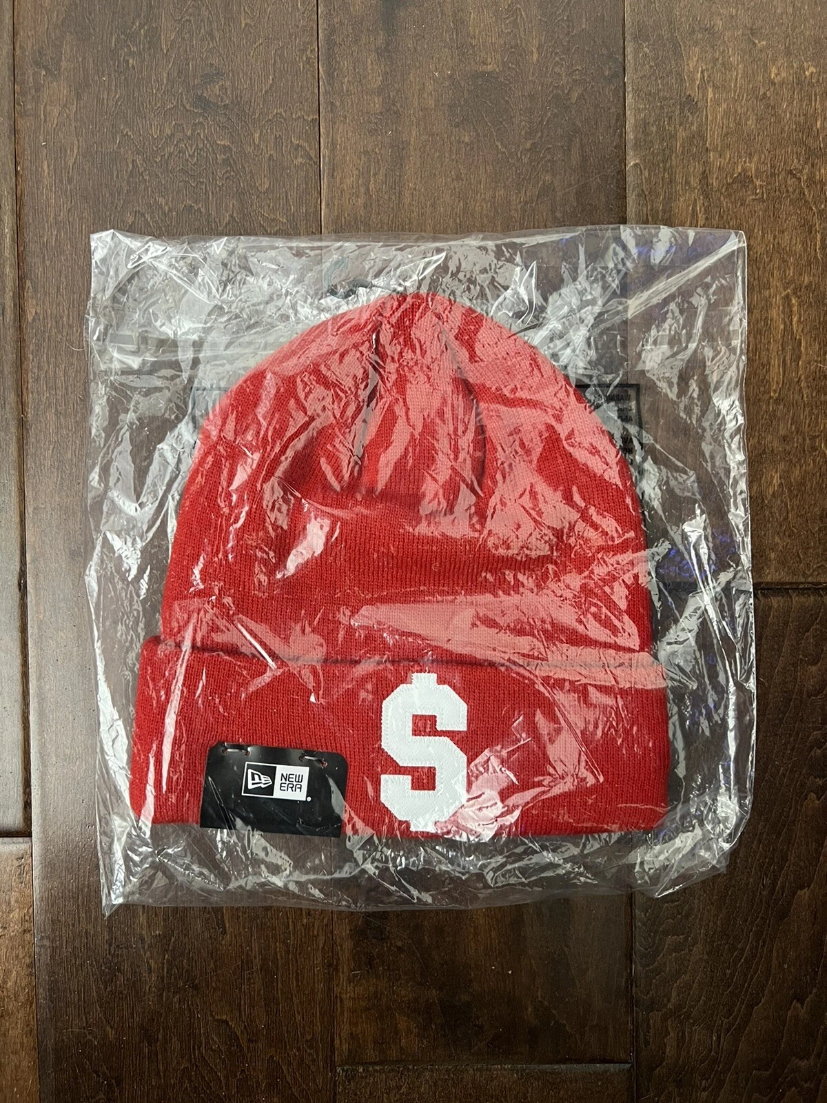 Supreme SS24 New Era $ Dollar acrylique logo manchette bonnet rouge taille unique neuf EN MAIN