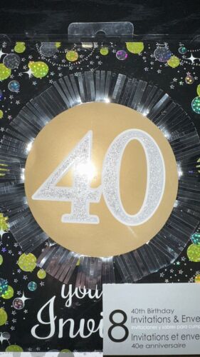 Black, Gold and Silver 40th Birthday Invitations - Picture 3 of 5