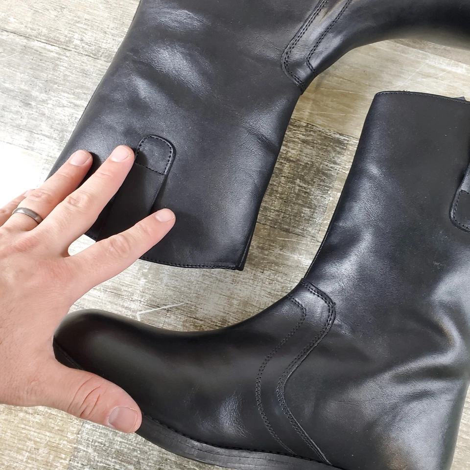 Free People Easton Equestrian Mid-Calf Boots Womens Sz 9 Black Leather Low Top - Image 2 of 4