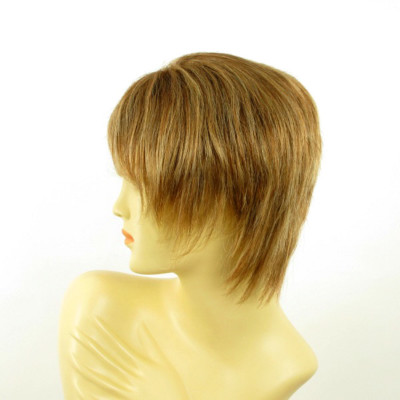Perruque Femme Courte Couleur Châtain Clair Avec Mèches Blond Doré Et Cuivré - Taille Moyenne, Synthétique, Neuve