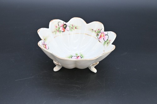 Cuenco de porcelana de 3 patas de porcelana rosa nipón pintado a mano E-OH de colección/antiguo - Imagen 3 de 7