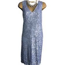 Lovely ❤️ Wallis Blue Sequin Sleeveless Shift Dress Size 14  Party cocktail