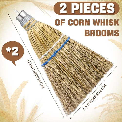 2 Pcs 12 Inch Corn Whisk Broom Mini Corn Halloween Short Handle Hand Broom.... - Picture 5 of 6