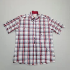 Roper Shirt Mens Medium Red Gray Button Up Western Wear Casual Comfort Outdoors