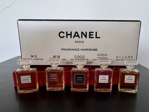 RARE Chanel Paris Perfume Fragrance Wardrobe Red Box 4 New Chanel 5 Used 19 Coco - Picture 2 of 3