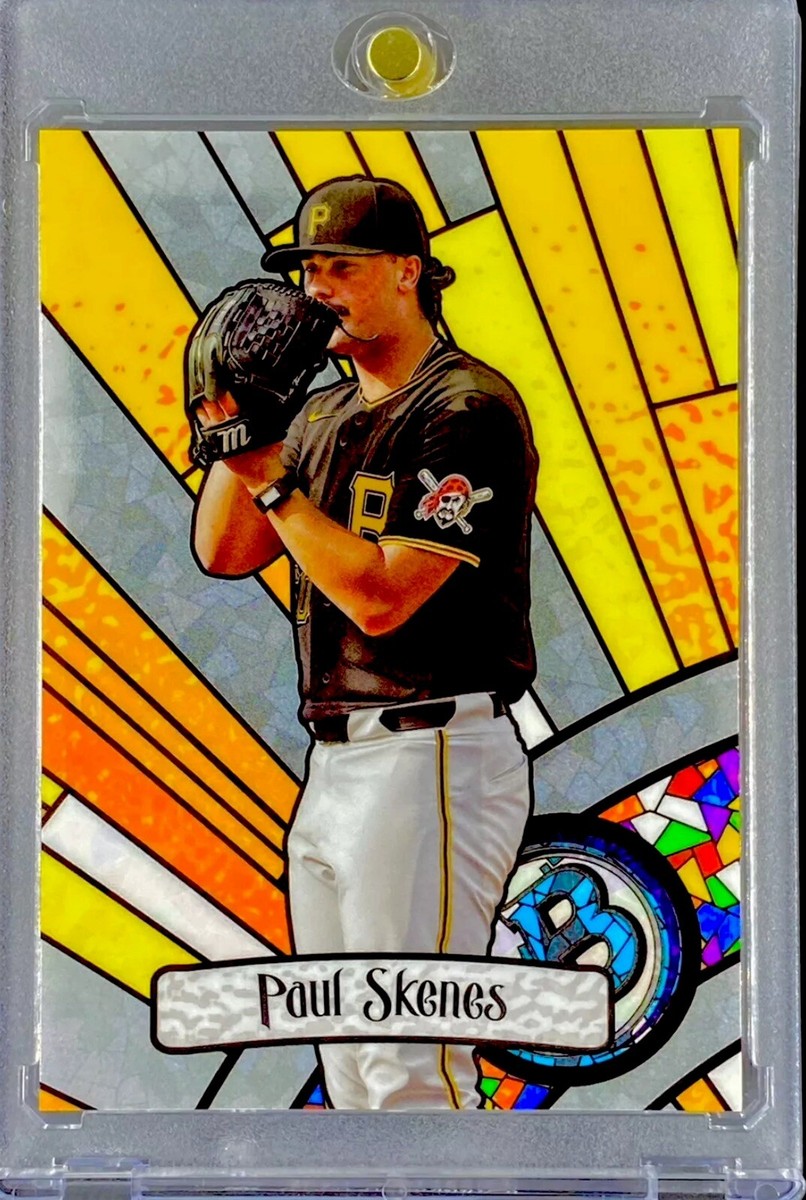 PAUL SKENES RARE CASE HIT STAINED GLASS ROOKIE RC Card Gold Background -  PIRATES