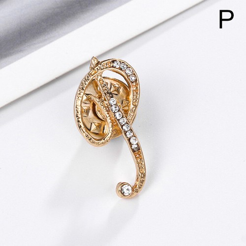 Women Shiny Crystal Rhinestones 26 Letters Brooch Pin Jewelry Wedding/Party Gift - Picture 25 of 34