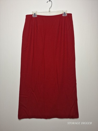 Kasper A.S.L Pencil Skirt Women's 14 Red Viscose Lined Classic Slit Back Zip