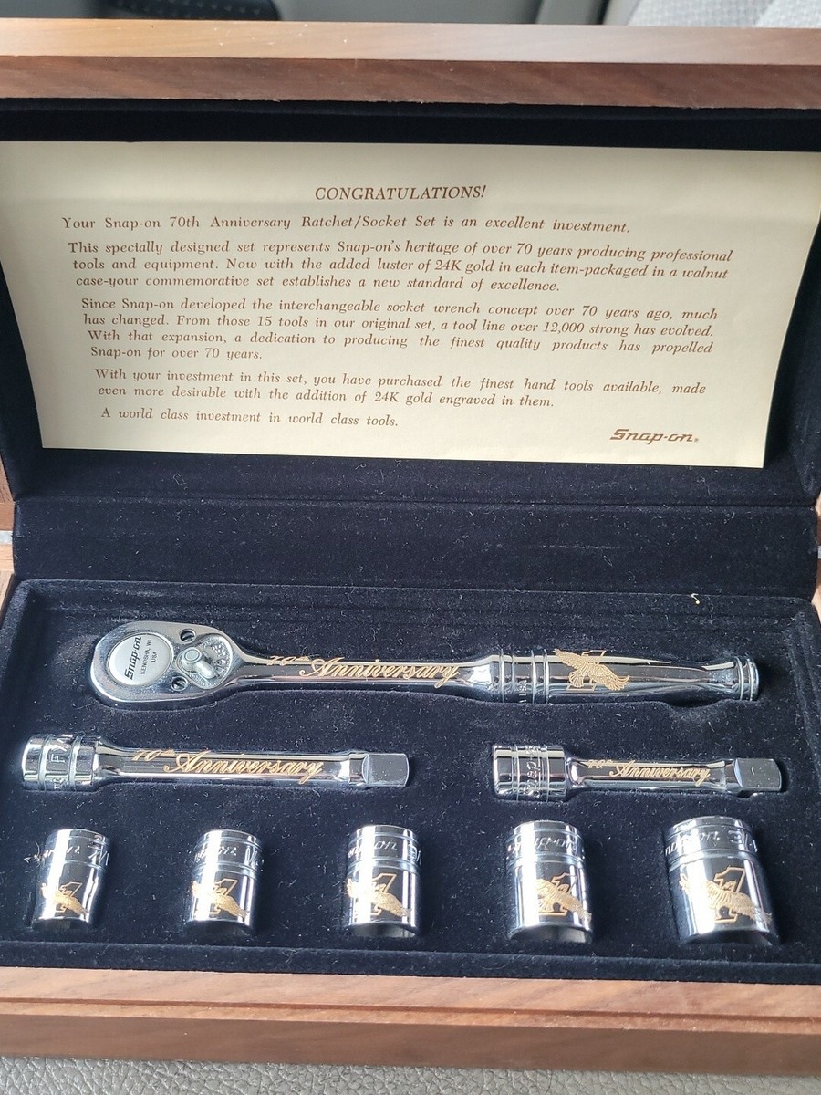 Snap-On 70th Anniversary 24K Gold 8pc Collectors Ratchet Socket 