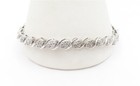 Link Tennis Bracelet ~7 5/8" Sterling Silver ~1/2Ctw Diamond Cluster "S"