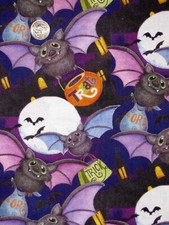 Halloween Bats Moon Happy Haunting Purple Cotton Fabric Springs CP72255 By Yard