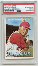 LEON WAGNER Signed 1967  Topps #360 Indians  PSA/DNA Encapsulated