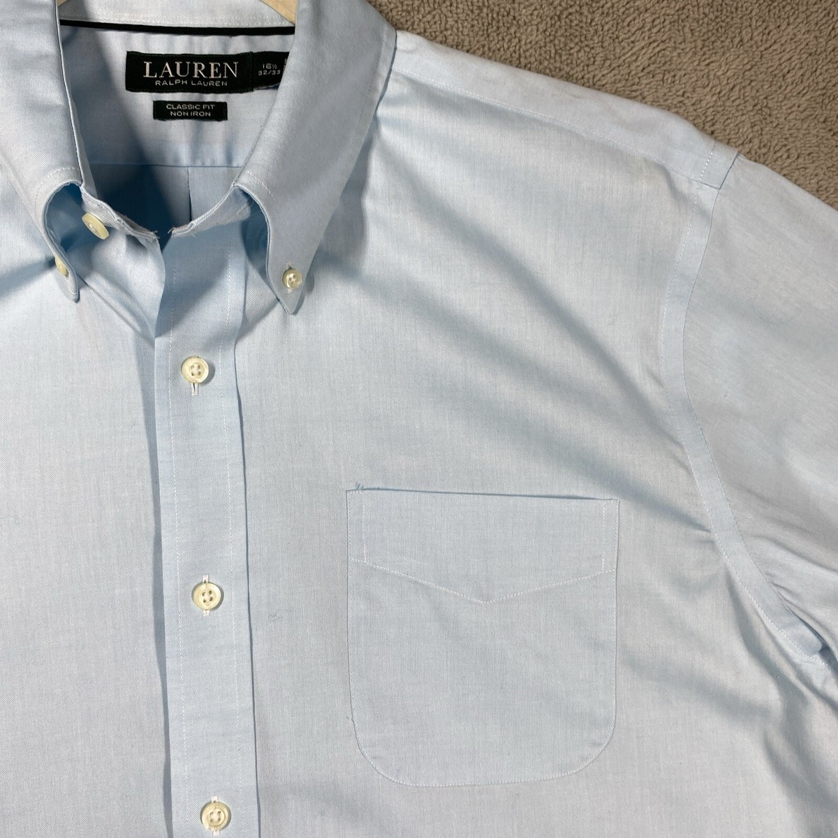 robin egg blue dress shirt Lauren Ralph Lauren Mens Dress Shirt 16.5 Blue Robin Egg Pastel Preppy No Iron