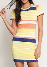 Blueblush Multicolor Striped Fitted Bodycon Dress Medium NWT