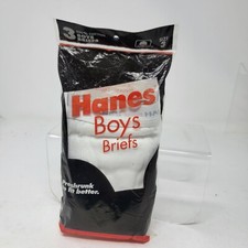 Hanes 1990 Boys Size 3 Deadstock 100 Cotton 3 White Briefs Vintage Underwear