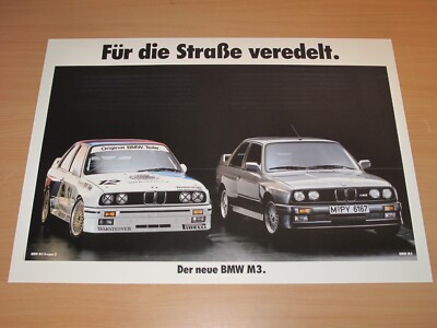 BMW M3 E30 POSTER 19 - FÜR DIE STRAßE VEREDELT - DIN A1 ORIGINAL VINTAGE IN MINT