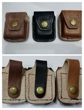 Zippo Lighter Leather Holder Case Pouch Cover Button Loop In Three Colors NEW