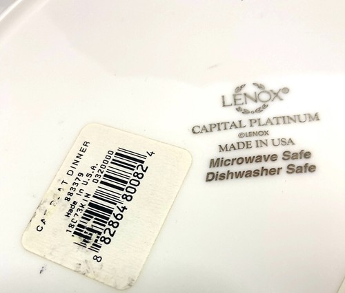 LENOX CAPITAL PLATINUM PLATED DINNER PLATE WHITE BONE CHINA 10.75" #L883379 NEW - Picture 6 of 6