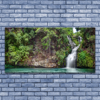 Impression sur verre acrylique Image tableau 125x50 Nature Forêt Chute D'eau