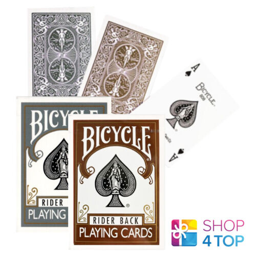 2 BICYCLE RIDER BACK PLAYING CARDS DECKS 1 BROWN 1 GREY DECK POKER USA USPC NEW - Afbeelding 1 van 8