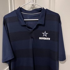 Nike Dallas Cowboys Polo Shirt Mens XL Blue Striped Short Sleeve On Field 906174