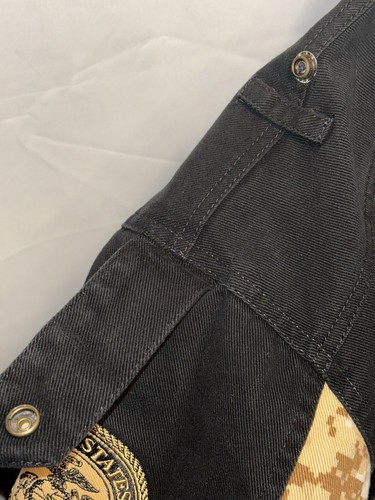 Black Denim U.S. MARINES 5XL Men’s Jacket Lined Dry Cleaned Amazing Condition - Picture 16 of 22