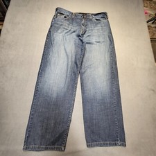 Calvin Klein Jeans Mens 34x29 Blue Relaxed Straight Leg Distressed Denim