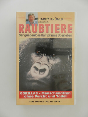 VHS Video Kassette Raubtiere Gorillas Hardy Krüger Menschenaffen Time Warner