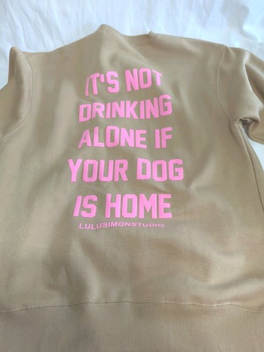 NWT lulusimonstudio Not Drinking Alone Oversized Brown Women's Small Pullover S2